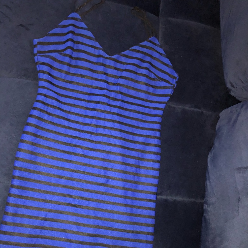 Blue and black dress